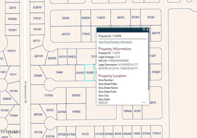 Photo 1 of Land for sale at Pn 116290 40 Horizon City Ests Lot 8, Socorro, TX 79927 | MLS# 940980 | Listing updated on 2026-03-27
