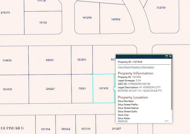 Photo 1 of Land for sale at Pn 167438 41 Horizon City Ests Lot 13, Horizon City, TX 79928 | MLS# 940986 | Listing updated on 2026-03-27