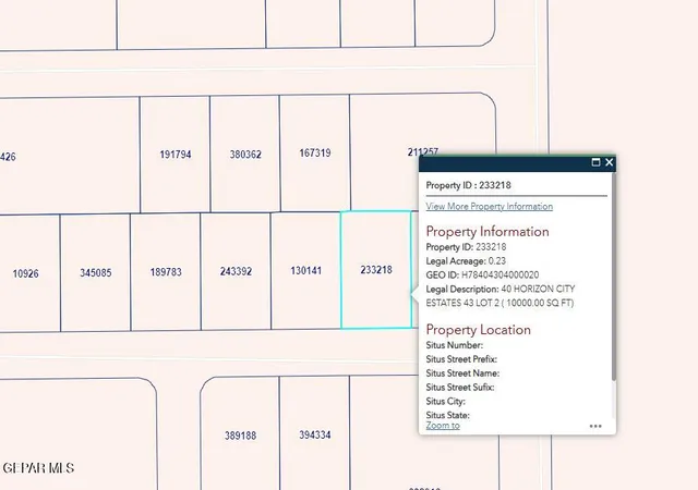 Photo 1 of Land for sale at Pn 233218 40 Horizon City Ests Lot 2, Horizon City, TX 79928 | MLS# 941054 | Listing updated on 2026-03-28