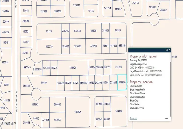 Photo 1 of Land for sale at Pn 309220 40 Horizon City Ests Lot 1, Horizon City, TX 79928 | MLS# 941061 | Listing updated on 2026-03-28
