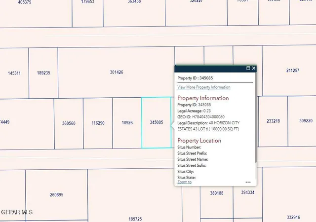 Photo 1 of Land for sale at Pn 345085 40 Horizon City Ests Lot 6, Horizon City, TX 79928 | MLS# 941063 | Listing updated on 2026-03-28