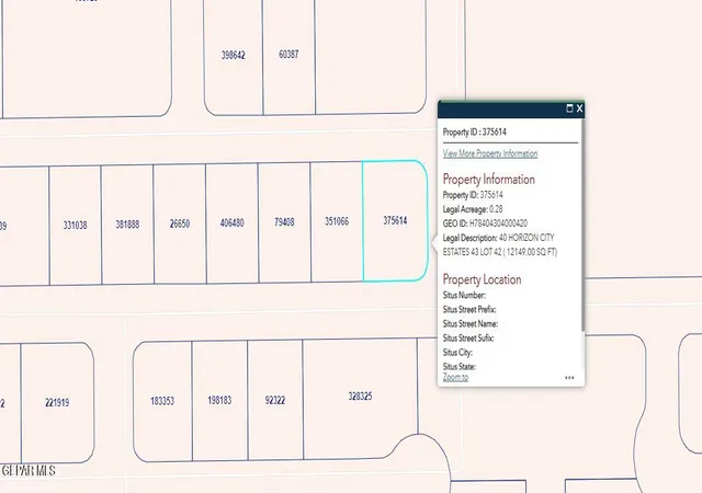 Photo 1 of Land for sale at Pn 375614 40 Horizon City Ests Lot 42, Horizon City, TX 79928 | MLS# 941067 | Listing updated on 2026-09-22