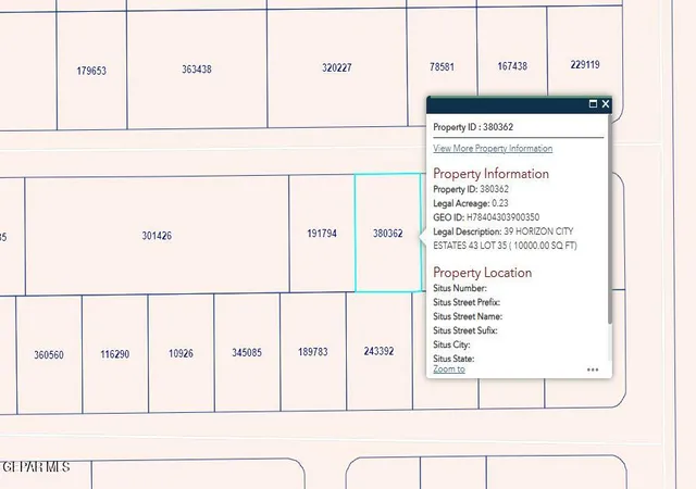 Photo 1 of Land for sale at Pn 380362 39 Horizon City Ests Lot 35, Horizon City, TX 79928 | MLS# 941068 | Listing updated on 2026-03-28