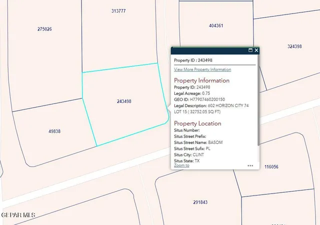 Photo 2 of Land for sale at Pn 243498 Basom Pl, Clint, TX 79928 | MLS# 944630 | Listing updated on 2026-05-27