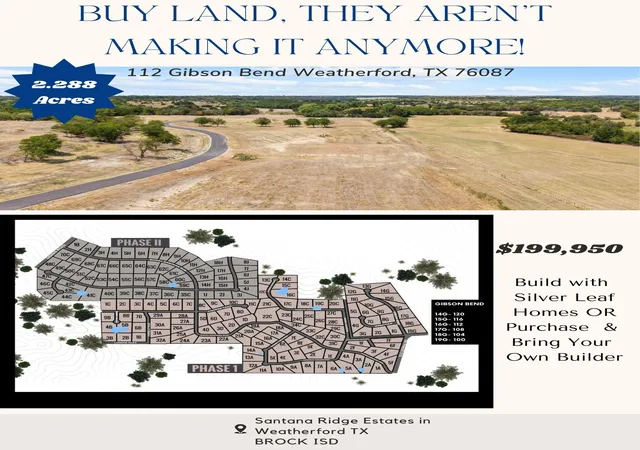 Photo 3 of Land for sale at 112 Gibson Bnd, Weatherford, TX 76087 | MLS# 20726395 | Listing updated on 2026-07-22