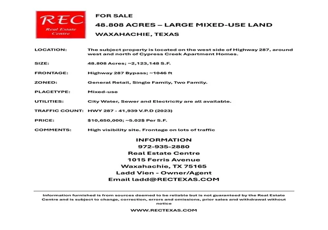 Photo 1 of Land for sale at 549 River Oaks Blvd, Waxahachie, TX 75165 | MLS# 20979637 | Listing updated on 2026-03-24