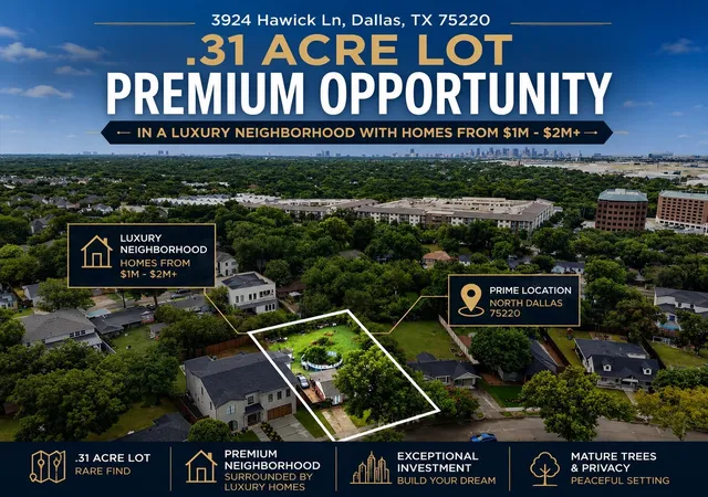 Photo 1 of Land for sale at 3924 Hawick Ln, Dallas, TX 75220 | MLS# 21329574 | Listing updated on 2026-08-24
