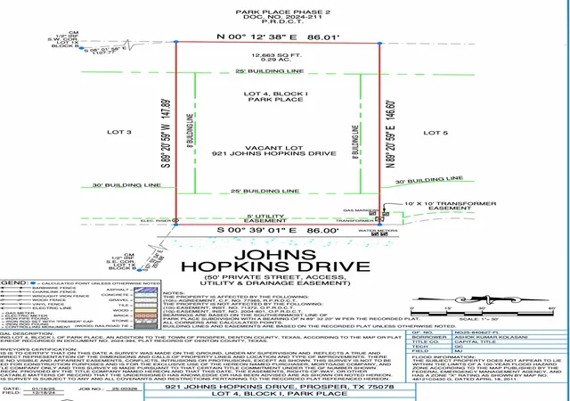 Photo 1 of Land for sale at 921 Johns Hopkins Dr, Prosper, TX 75078 | MLS# 21332668 | Listing updated on 2026-07-16