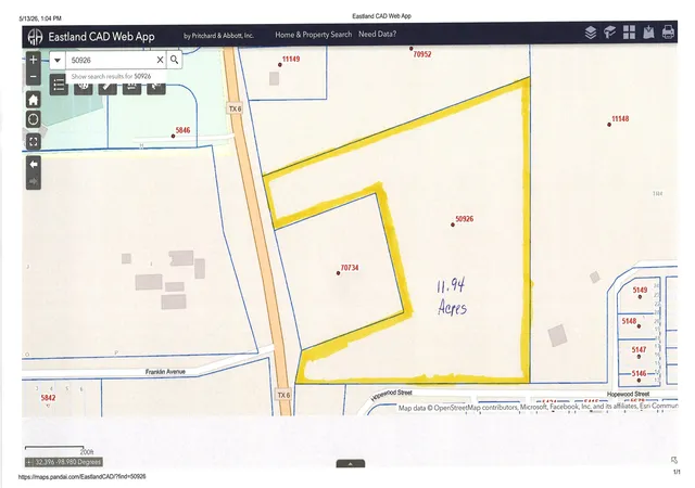 Photo 1 of Land for sale at 404 Hwy 6, Cisco, TX 76437 | MLS# 21363922 | Listing updated on 2026-08-20