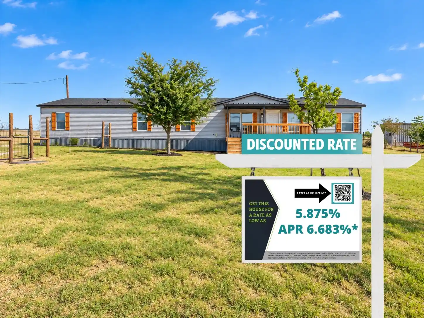 Photo 1 of Manufactured home for sale at 312 Private Rd 4437, Rhome, TX 76078 | MLS# 21360509 | Listing updated on 2026-10-21