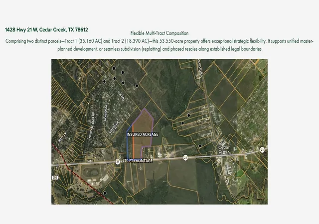 Photo 3 of Land for sale at 1428 State Hwy 21 W, Cedar Creek, TX 78612 | MLS# 21348529 | Listing updated on 2026-09-05