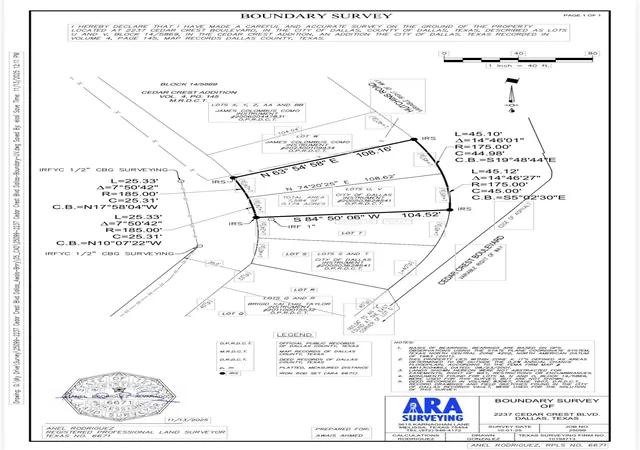 Land for sale at 2237 Cedar Crst Lot U & V Blvd, Dallas, TX 75203 | MLS# 21394577