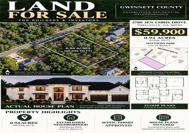 Land for sale at 2780 Jen Chris Dr, Snellville, GA 30039 | MLS# 7859582