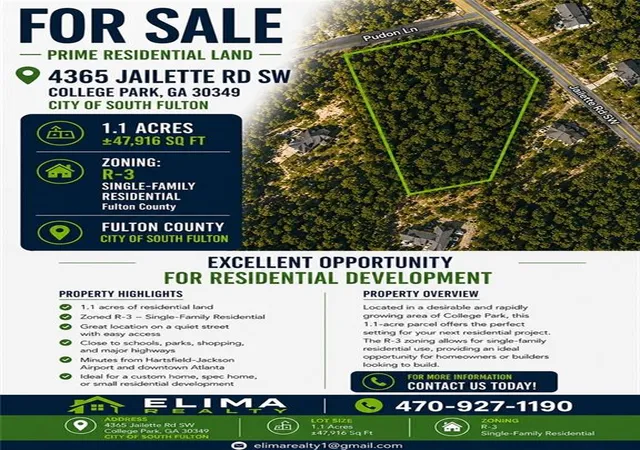 Photo 1 of Land for sale at 4365 Jailette Rd, Atlanta, GA 30349 | MLS# 7760111 | Listing updated on 2026-08-20