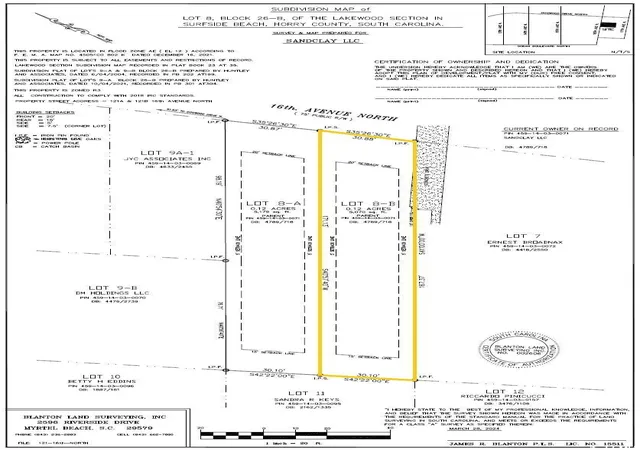 Photo 3 of Land for sale at 121b 16th Avenue N, Surfside Beach, SC 29575 | MLS# 2525692 | Listing updated on 2026-04-12