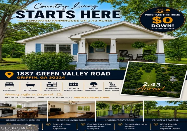Photo 1 of Single family home for sale at 1887 Green Valley Rd, Griffin, GA 30224 | MLS# 10791953 | Listing updated on 2026-07-30