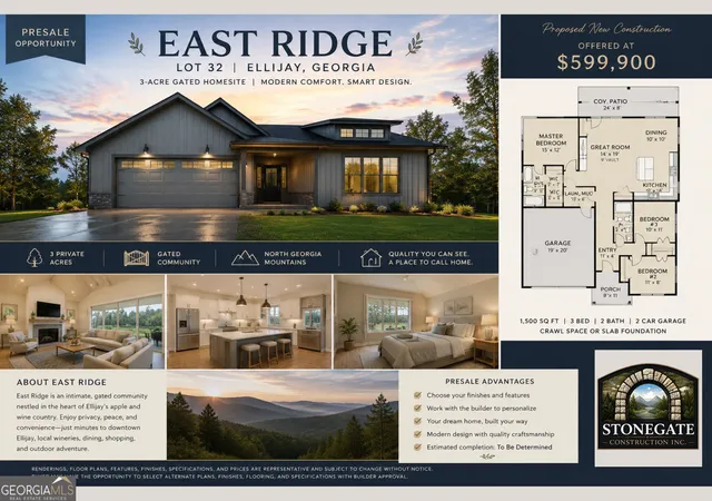 Single family home for sale at Lot 32 E Ridge Ln, Ellijay, GA 30536 | MLS# 10789208 | Listing updated on 2026-08-20