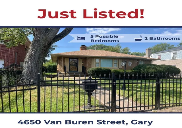 Photo 1 of Single family home for sale at 4650 Van Buren St, Gary, IN 46408 | MLS# 844841 | Listing updated on 2026-09-29
