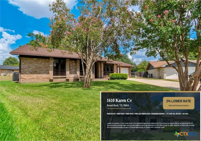 Photo 1 of Single family home for sale at 1610 Karen Cvs, Round Rock, TX 78664 | MLS# 613206 | Listing updated on 2026-09-25