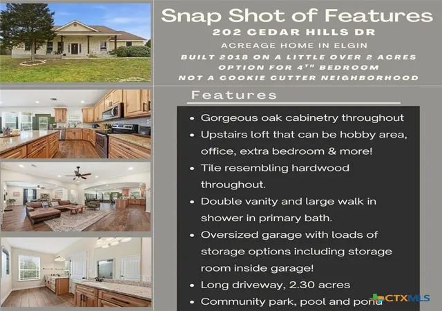 Photo 3 of Single family home for sale at 202 Cedar Hills Dr, Elgin, TX 78621 | MLS# 617311 | Listing updated on 2026-09-26