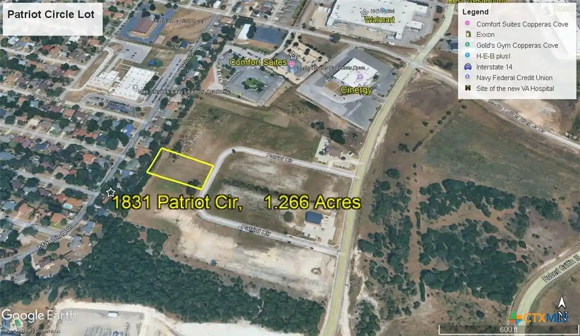 Photo 1 of Land for sale at 1831 Patriot Cir, Copperas Cove, TX 76522 | MLS# 621255 | Listing updated on 2026-10-27