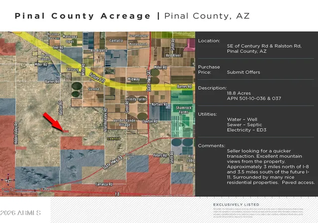 Photo 2 of Land for sale at 50680 W Dune Shadow Rd #30 & 31, Maricopa, AZ 85139 | MLS# 6992172 | Listing updated on 2026-06-08