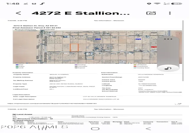 Photo 3 of Land for sale at 4272 E Stallion Dr #42, Eloy, AZ 85131 | MLS# 7058619 | Listing updated on 2026-07-29
