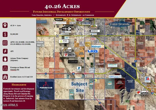 Photo 1 of Land for sale at 001 Se Hanna Rd, Casa Grande, AZ 85193 | MLS# 7064799 | Listing updated on 2026-08-10