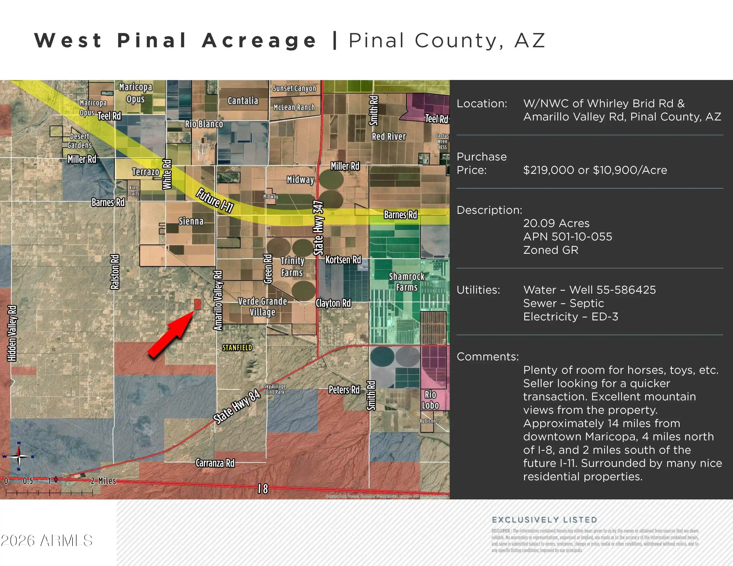 Land for sale at 0 W Whirley Bird Rd, Maricopa, AZ 85139 | MLS# 7097435