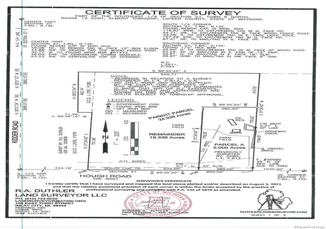 Photo 1 of Land for sale at 000 Hough Rd, Almont Township Lapeer, MI 48003 | MLS# 20230045761 | Listing updated on 2026-07-28