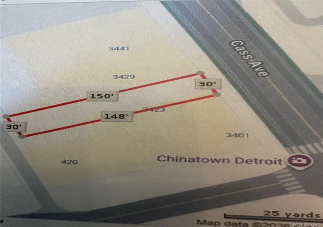 Photo 1 of Land for sale at 3423 Cass Ave, Detroit, MI 48201 | MLS# 20261054519 | Listing updated on 2026-08-17