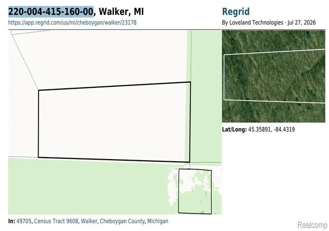 Photo 3 of Land for sale at 00 Abby Ln, Walker Township Cheboygan, MI 49705 | MLS# 20261058006 | Listing updated on 2026-07-27