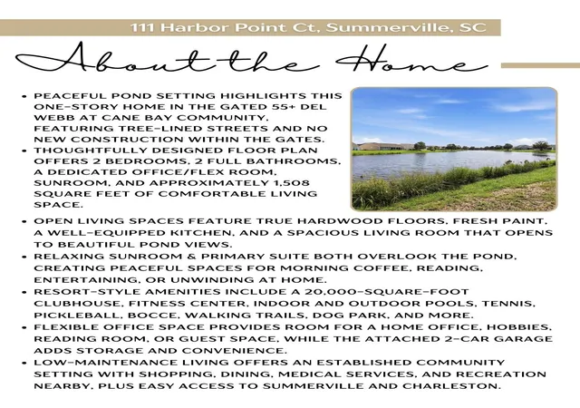 Photo 4 of Single family home for sale at 111 Harbor Point Ct, Summerville, SC 29486 | MLS# 26023521 | Listing updated on 2026-09-30