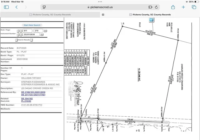 Photo 2 of Land for sale at 1763 Crowe Crk Rd, Six Mile, SC 29682 | MLS# 20285189 | Listing updated on 2026-03-19