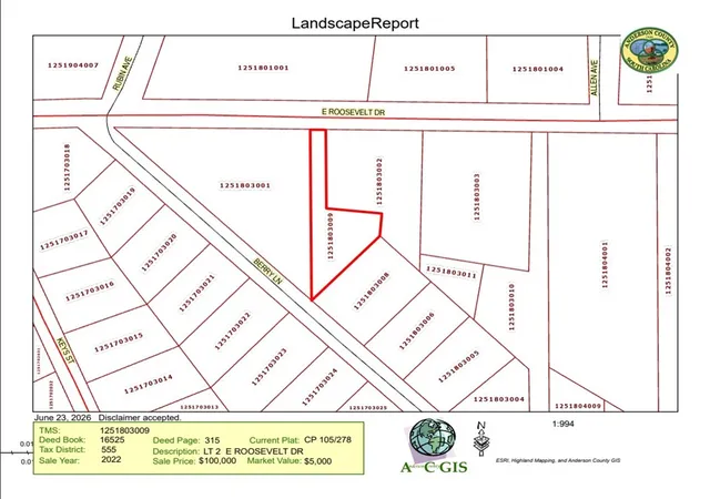 Photo 1 of Land for sale at 314 E Roosevelt Dr #A, Anderson, SC 29624 | MLS# 20302881 | Listing updated on 2026-06-23