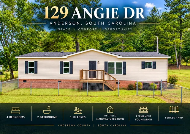 Photo 1 of Manufactured home for sale at 129 Angie Dr, Anderson, SC 29624 | MLS# 20306597 | Listing updated on 2026-10-13