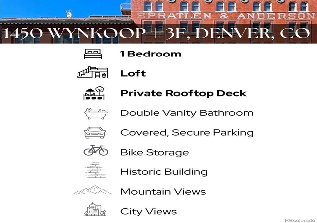 Photo 2 of Condo for sale at 1450 Wynkoop St #3F, Denver, CO 80202 | MLS# 5902326 | Listing updated on 2026-10-09