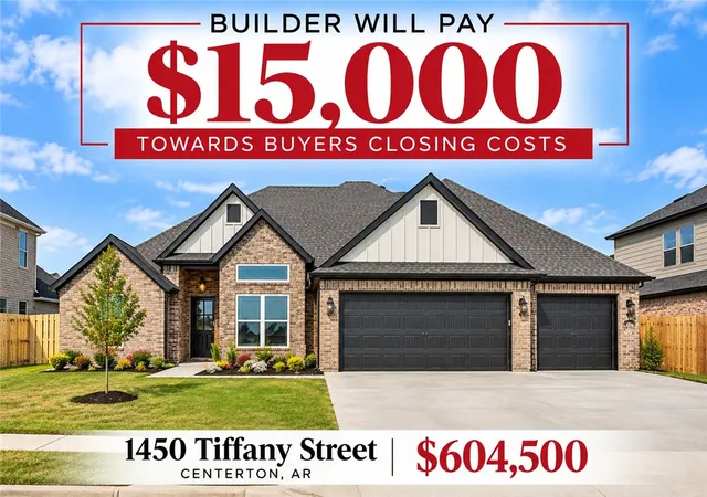Photo 1 of Single family home for sale at 1450 Tiffany St, Centerton, AR 72719 | MLS# 1324540 | Listing updated on 2026-10-05