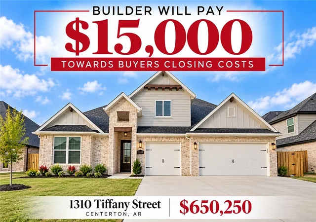 Photo 1 of Single family home for sale at 1310 Tiffany St, Centerton, AR 72719 | MLS# 1331526 | Listing updated on 2026-10-05
