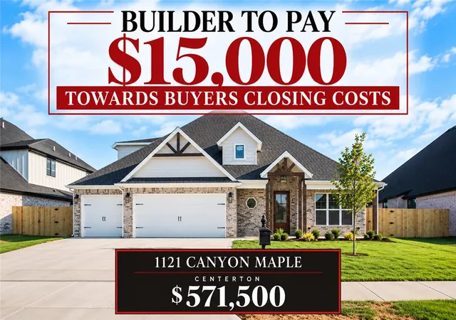 Photo 1 of Single family home for sale at 1121 Cyn Maple St, Centerton, AR 72719 | MLS# 1336515 | Listing updated on 2026-10-10