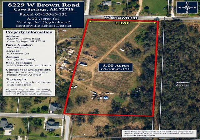 Photo 1 of Land for sale at 8229 Brown Rd, Lowell, AR 72745 | MLS# 1362287 | Listing updated on 2026-09-17