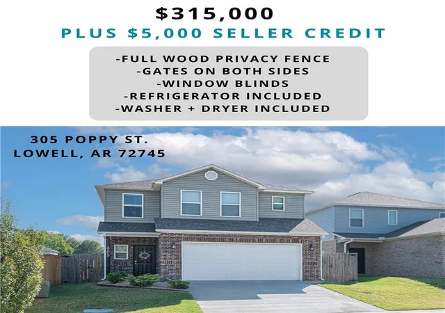 Photo 1 of Single family home for sale at 305 Poppy St, Lowell, AR 72745 | MLS# 1362427 | Listing updated on 2026-10-11