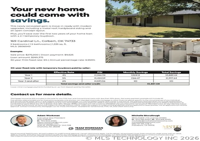 3rd image of 169 Cardinal, Colbert, OK 74733 | MLS# 2606040