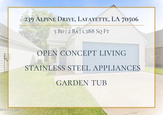 Photo 2 of Single family home for sale at 239 Alpine Dr, Lafayette, LA 70506 | MLS# 2600004970 | Listing updated on 2026-08-24