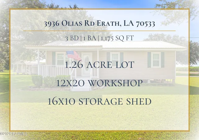 Photo 2 of Sale Pending at 3936 Olias Rd, Erath, LA 70533 | MLS# 2600006943 | Listing updated on 2026-08-26