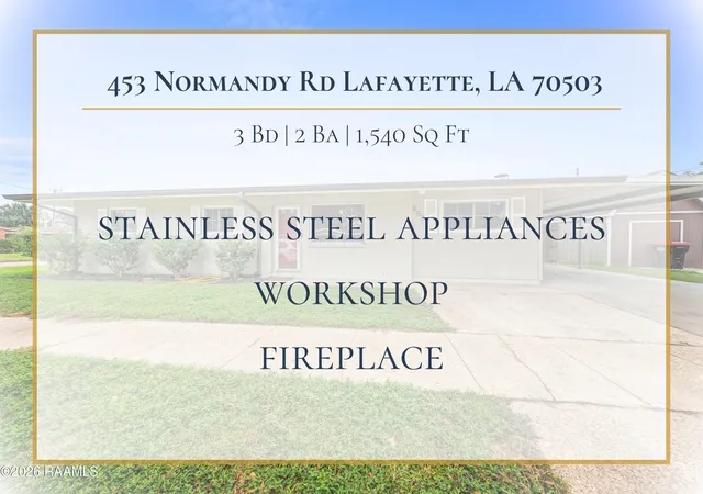Photo 2 of Single family home for sale at 453 Normandy Rd, Lafayette, LA 70503 | MLS# 2600007310 | Listing updated on 2026-09-08