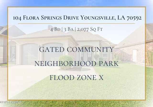 image of 104 Flora Springs Dr, Youngsville, LA 70592 | MLS# 2600007075