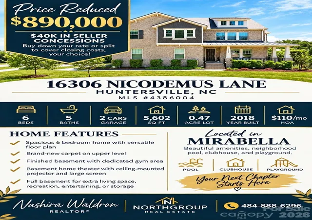 Photo 2 of Single family home for sale at 16306 Nicodemus Ln, Huntersville, NC 28078 | MLS# 4386004 | Listing updated on 2026-10-08