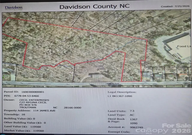 Photo 2 of Land for sale at 114 James Ave, Thomasville, NC 27360 | MLS# 4407834 | Listing updated on 2026-07-25
