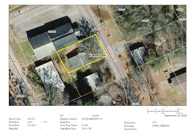 Photo 1 of Land for sale at 164 Hamilton St, Forest City, NC 28043 | MLS# 4428221 | Listing updated on 2026-09-26
